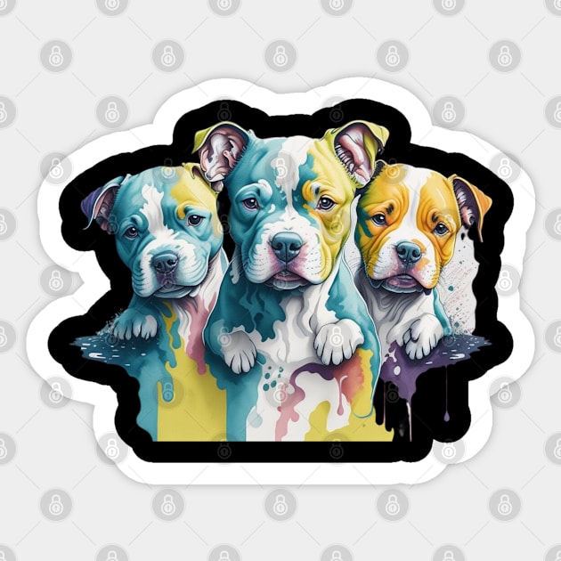 American Pit Bull Terrier Dog Puppies Head Sticker by Pet T-Shirt Designs